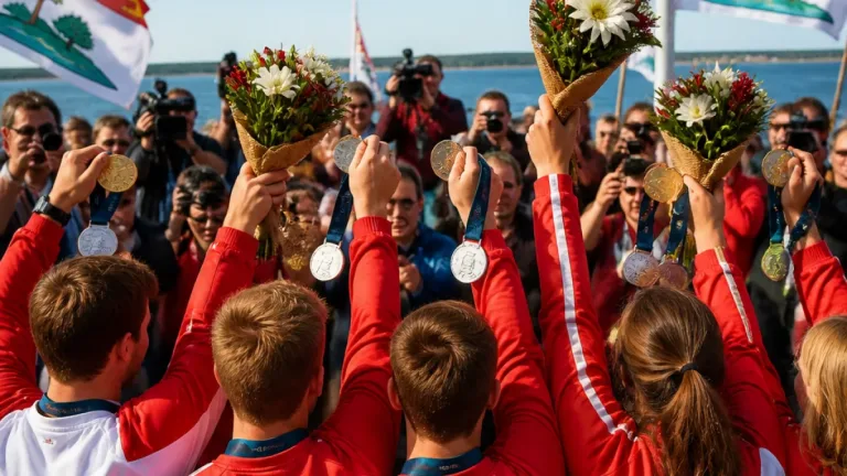 Team P.E.I. celebrates what appears to be a record 33 medals at Special Olympics