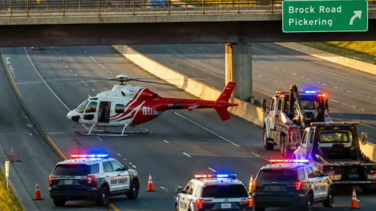 Toddler airlifted after single-vehicle crash that closed Highway 401 in Pickering
