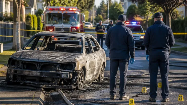 Victoria police investigating after body found in burning vehicle on Queens Avenue