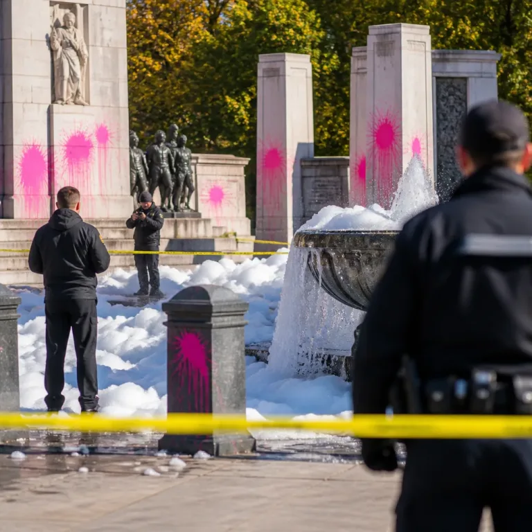 Vandalism at World War II Memorial prompts investigation as fountain fills with bubbles