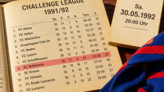 Bellinzona in der Challenge League 1991/92: Rückblick auf eine starke Saison