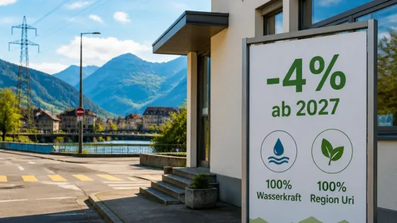 Energie Uri senkt die Stromtarife 2027 um rund 4 Prozent