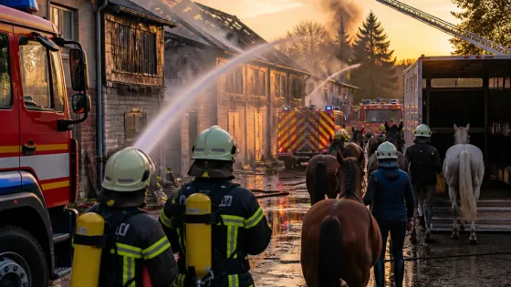Feuer in Tübinger Reitanlage: Rettung von 47 Pferden bewegt auch Baden