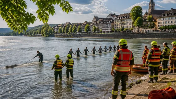Rettungsaktion am Rhein in Neuenburg: Menschenkette bringt Helfer selbst in Gefahr