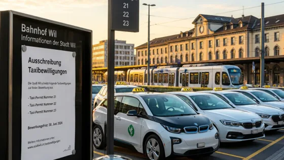 Wil schreibt 15 Taxi-Bewilligungen für Bahnhofszonen für 2027–2031 aus