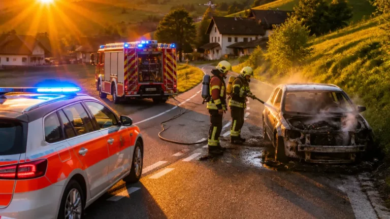 Auto in Reute AR nach technischem Defekt ausgebrannt – Lenker unverletzt, Totalschaden