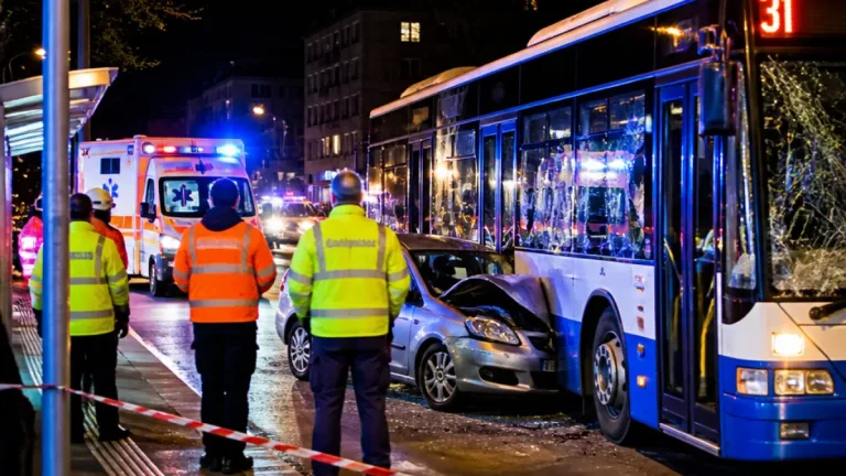 Auto verliert Kontrolle in Kreis 9: Zwei Personen verletzt, Bus stark beschädigt
