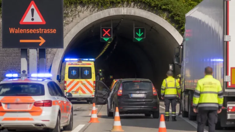 Autofahrer im Kerenzerbergtunnel aus dem Fahrzeug gestiegen und von Lastwagen erfasst