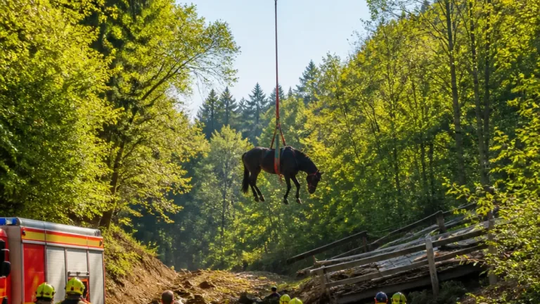 Baar: Pferd durchgebrannt und in ausgetrockneten Lorzenzulauf gestürzt – Helikopter-Bergung