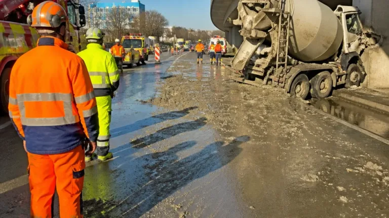 Betonmischer prallt bei Muttenz in Brückenpfeiler – Autobahnauffahrt gesperrt, grosse Behinderungen