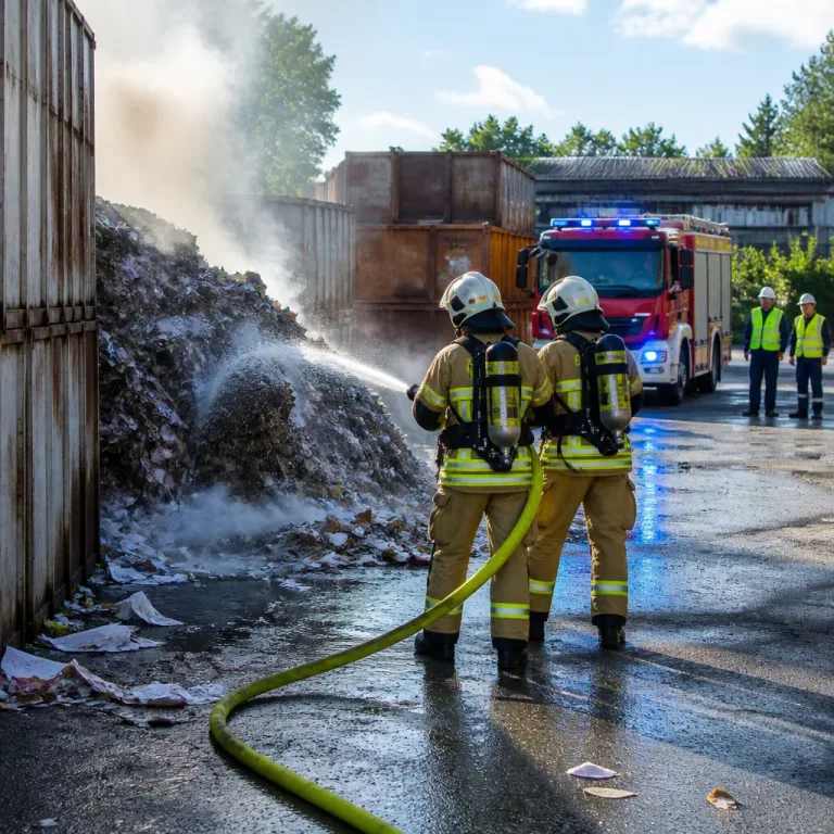 Feuer in Abfallbeseitigungsbetrieb: Sachschaden, keine Verletzten – Brandursache unklar