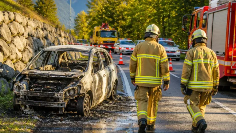 Brand in Tartar: Auto vollständig ausgebrannt – Ausser-Heinzenberg-Strasse zwei Stunden gesperrt