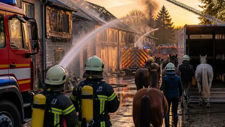 Feuer in Tübinger Reitanlage: Rettung von 47 Pferden bewegt auch Baden