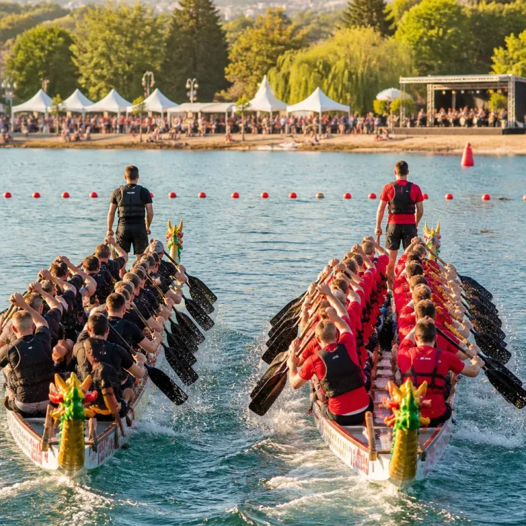 Drachenboot-Show am Obersee: Teams kämpfen über 222 Meter um Sekunden und Rhythmus