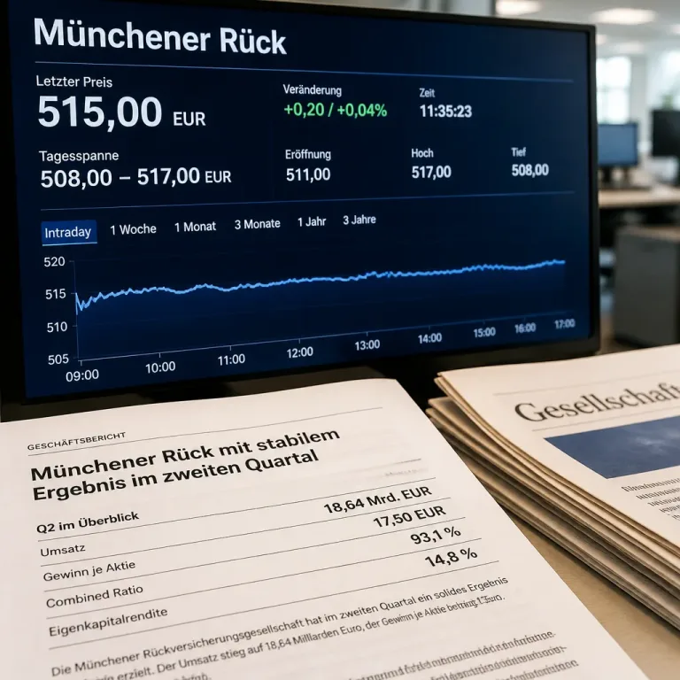 Münchener Rück am Nachmittag mit stabiler Tendenz — Quartalszahlen zeigen moderates Wachstum