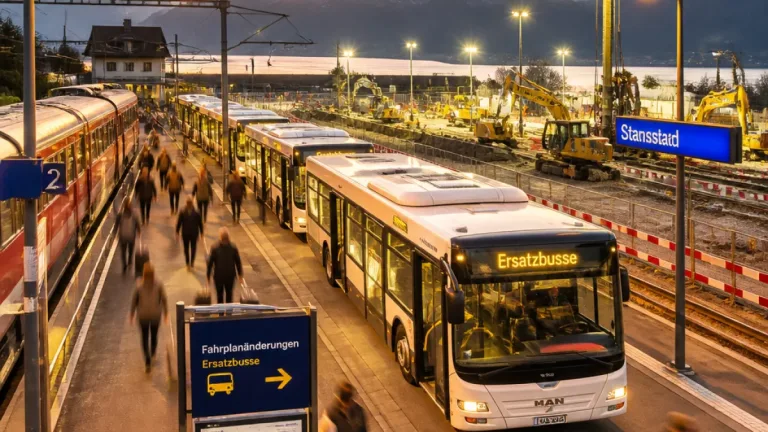 Grossbaustelle Staldifeld: Ersatzbusse statt Züge zwischen Stansstad und Engelberg