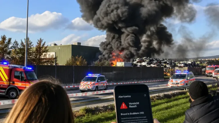 Grossbrand bei Recyclingbetrieb in Écublens beeinträchtigt Bahn- und Strassenverkehr