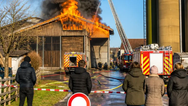 Grossbrand in Neuwilen: Lagerhalle in Vollbrand, über 50 Personen evakuiert