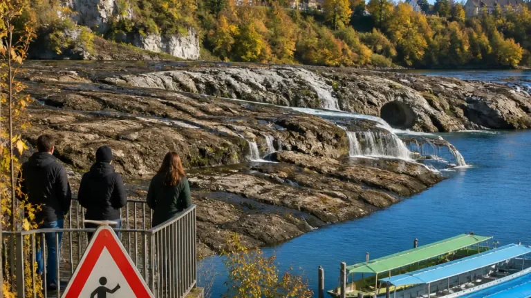Historisches Niedrigwasser am Rheinfall: Zeugnis seltener Trockenphasen sichtbar
