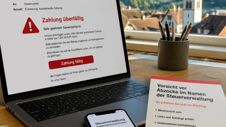 Kanton warnt vor gefälschten eTax‑Mails: Keine Zahlungen, Links oder Daten eingeben