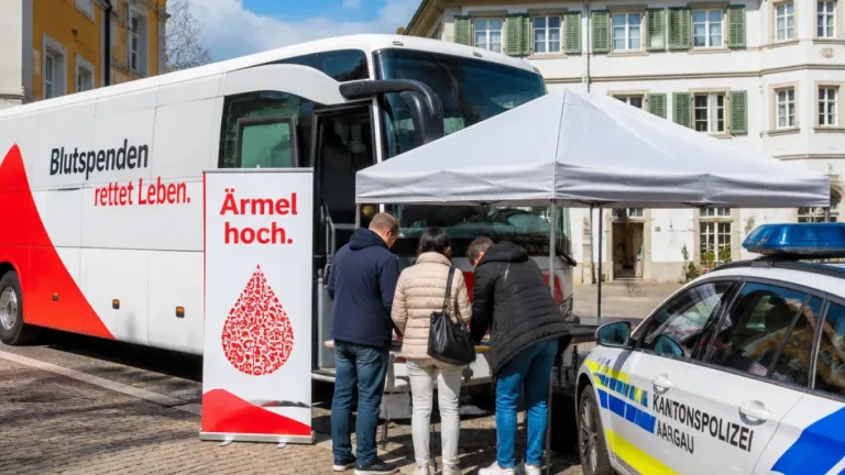 Kantonspolizei Aargau mobilisiert Bevölkerung für Blutspenden – Ziel: mindestens 117 Spenderinnen und Spender