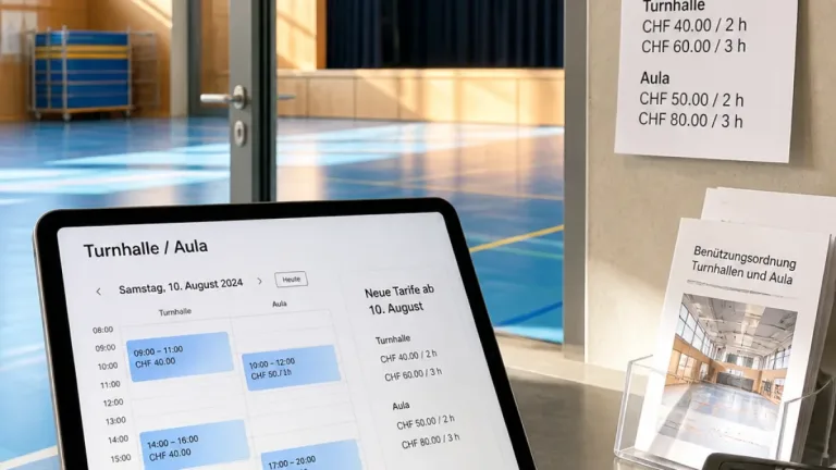 Lenzburg digitalisiert Reservationen — Mietpreise für Aulen und Turnhallen angepasst