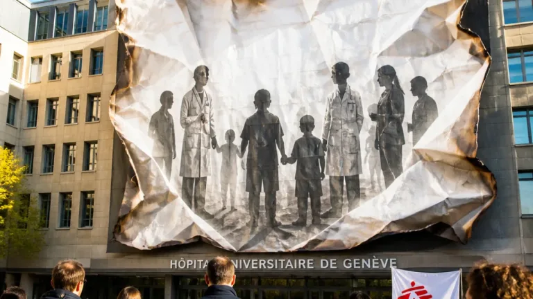 MSF enthüllt Wandgemälde am HUG: Mahnung zum Schutz der Gesundheitsversorgung in Konflikten