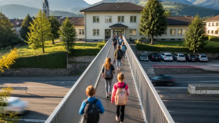 Neue Fussgängerbrücke in Einsiedeln trennt Schulweg klar vom Strassenverkehr