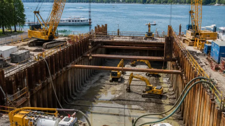 Neuer Auslaufkanal: Lücke im Zürichsee markiert Fortschritt beim Sihl-Entlastungsstollen