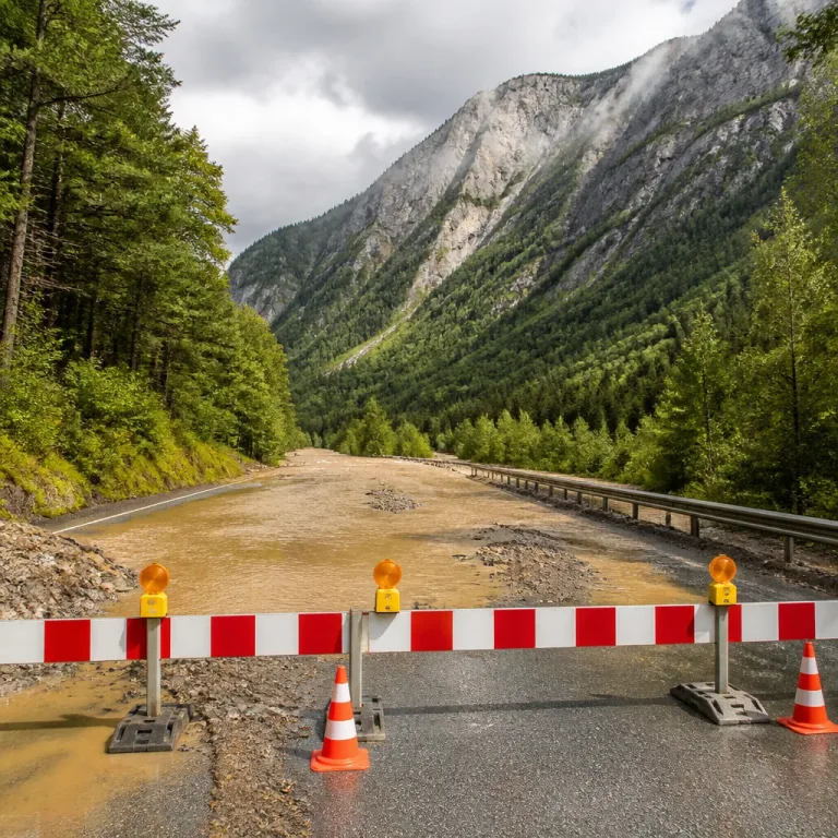 Starkregen überflutet Brennerstrasse: Kurzzeitige Sperre bei Matrei am Brenner