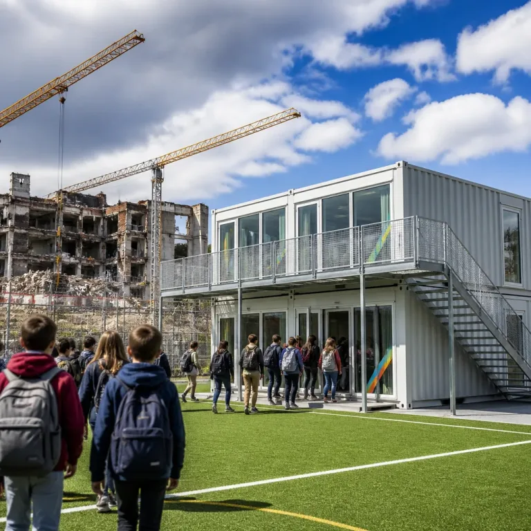 Nach Grossbrand in Erkrath: 1'200 Schüler starten im neuen zweigeschossigen Schuldorf