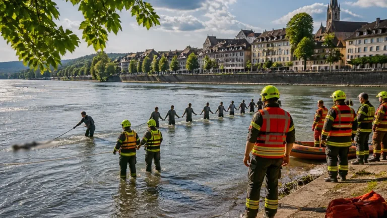 Rettungsaktion am Rhein in Neuenburg: Menschenkette bringt Helfer selbst in Gefahr