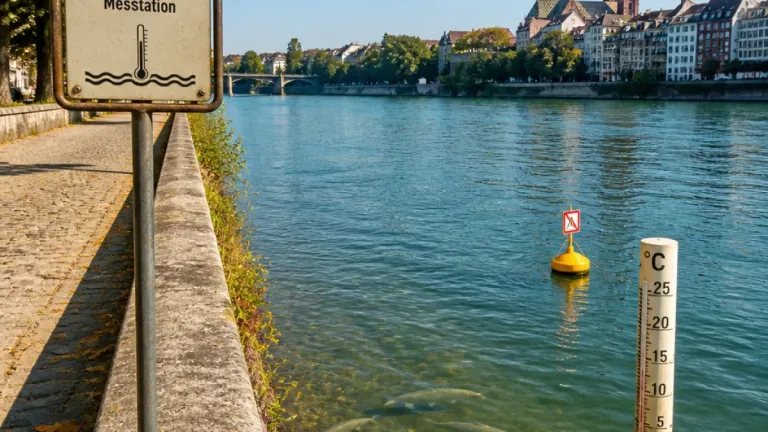 Rhein bei Basel erreicht diesen Sommer an 28 Tagen 25 °C – deutliche Klimaspuren