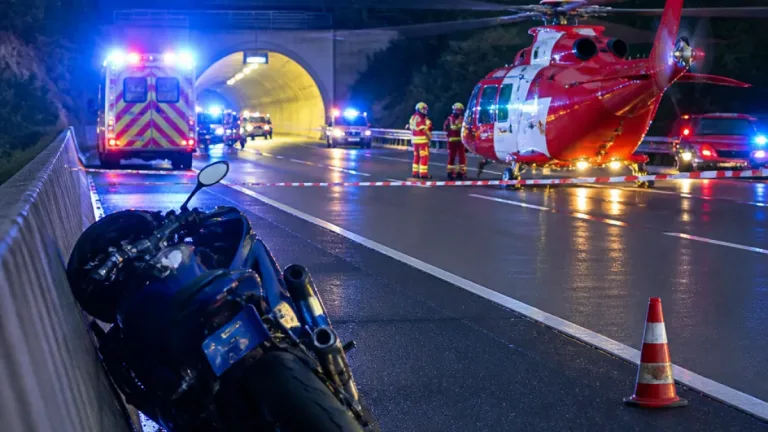 Schwerer Motorradunfall auf A16 bei Péry-La Heutte – Rega fliegt Verletzten ins Spital
