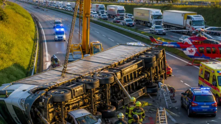 Schwerer Unfall auf A4 bei Rotkreuz: Lastwagen kippt auf Auto, Autolenkerin schwer verletzt