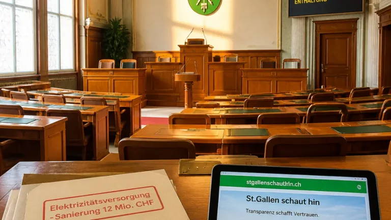 Stadtparlament St. Gallen lehnt Parkgebühr-Initiative ab und bewilligt 12 Mio. für Stromnetz