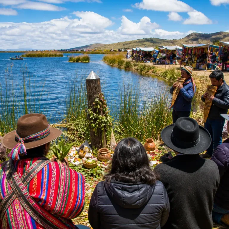 Gemeinschaft ehrt Pachamama im Naturschutzgebiet Laguna de San Vicente