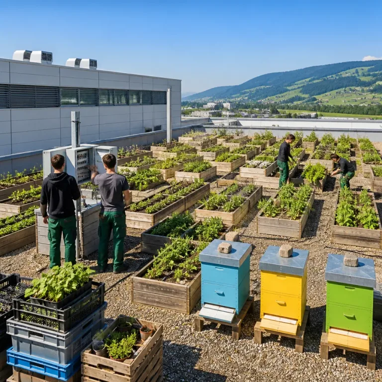 Logistiker stellen Dachfläche für Schulprojekt: 50 Hochbeete und Bienenvölker als Lernort