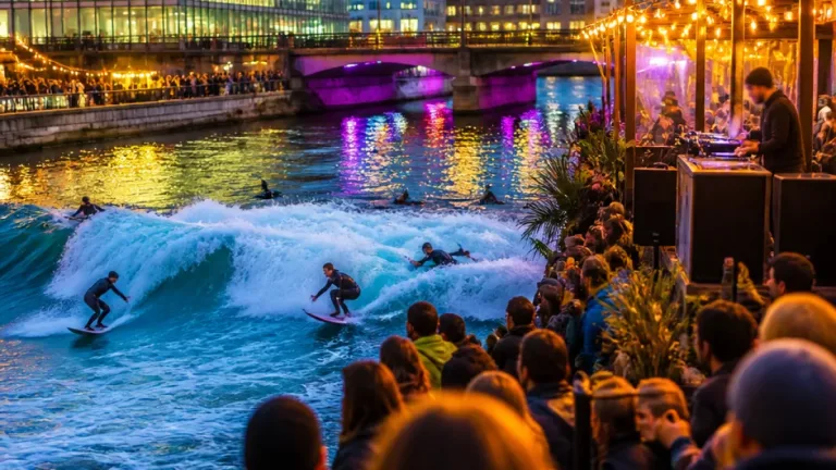 Urbansurf Zürich Open: Stehende Welle am Hardbrücke-Areal lockt 65 Surferinnen und Surfer