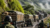 Popayán: Ejército escolta caravana de 39 tractomulas de café en la Panamericana