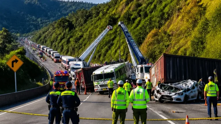 Choque múltiple cierra la vía Fusagasugá–Melgar y deja varios heridos
