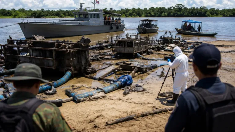 FEMA investiga a dos colombianos por minería ilegal en el río Putumayo; incautaron y destruyeron dragas