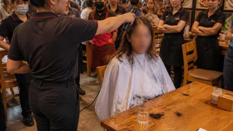 Garzón: video muestra a un mesero rapando a una clienta que presuntamente intentó no pagar en Tailandia