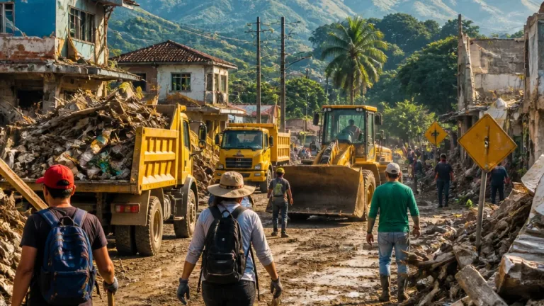 Gobernación y Camacol envían maquinaria y volquetas para retirar escombros tras el sismo en Quindío