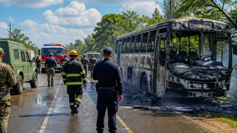 Incendian un bus de servicio público en Sabanalarga; investigan causas y descartan heridos