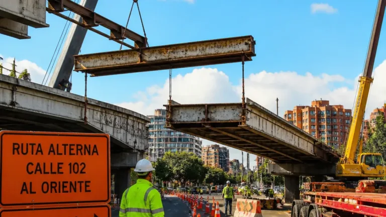 Inicia desmontaje del puente en la Séptima con calle 100: cambios viales y puente nuevo hasta 2027
