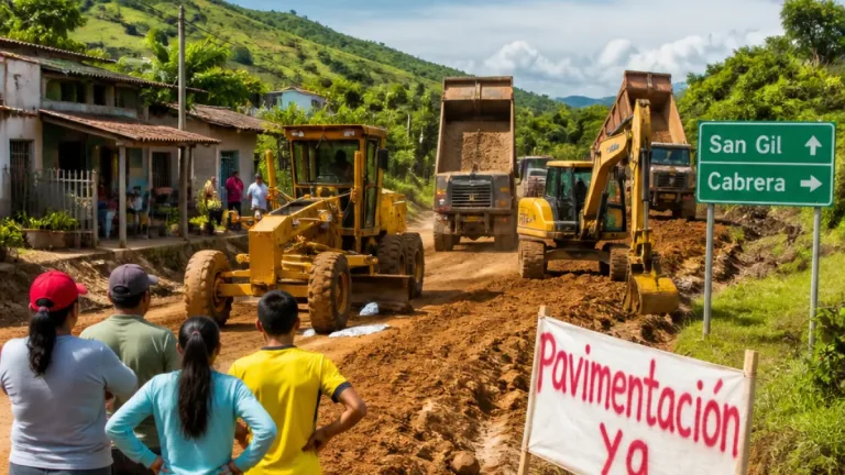 Mejoras provisionales en la vía San Gil–Cabrera alivian movilidades, pero comunidades exigen pavimentación