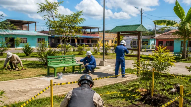 Militares del Batallón de Desminado restituyen un parque público en Puerto Rico, Caquetá