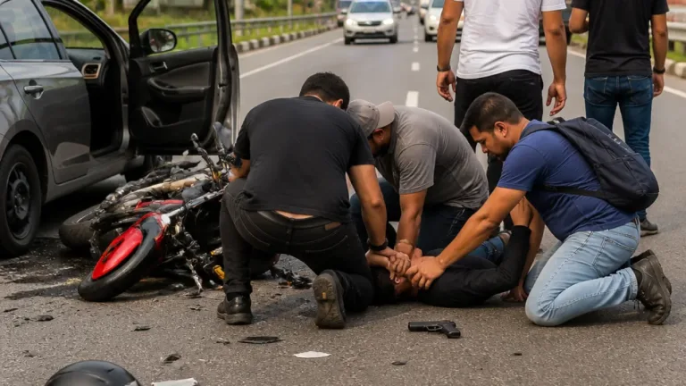 Piedecuesta: hombre sacó arma tras choque en El Molino y fue reducido por transeúntes