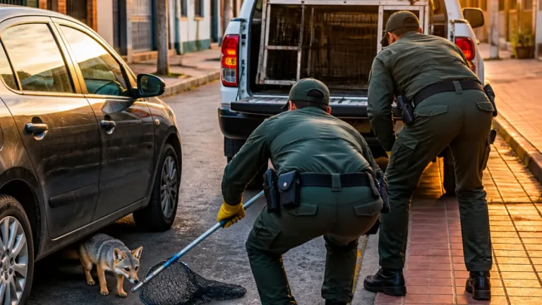 Policía ambiental rescata a zorro gris juvenil hallado bajo un vehículo y lo devuelve a su hábitat
